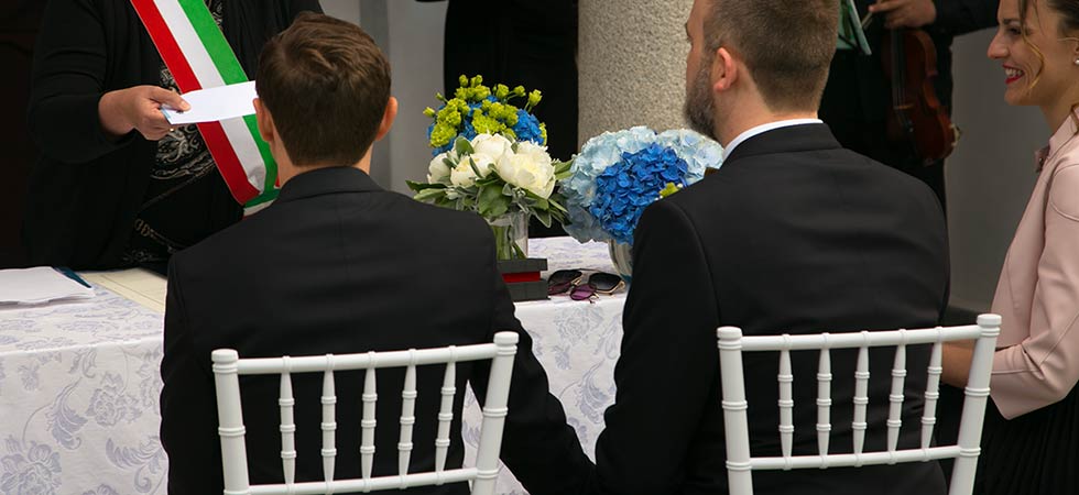 same sex ceremony at Villa Bossi on Lake Orta